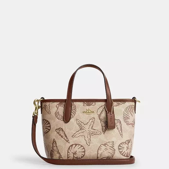 Coach City Mini Tote Bag in Signature Canvas with Shell Print - Picture 1 of 7